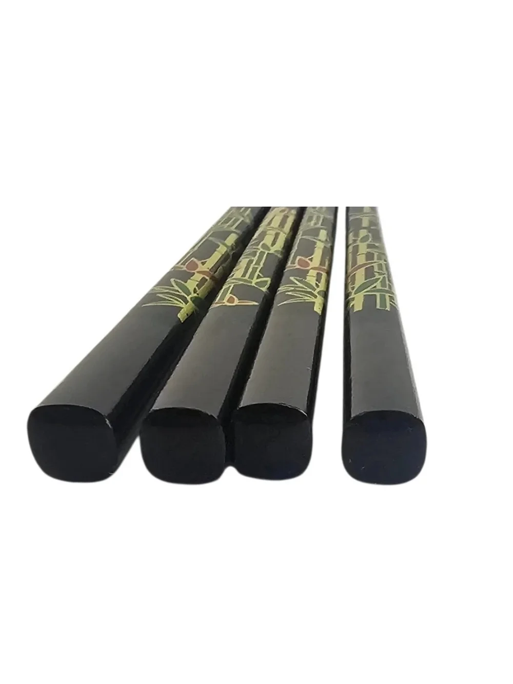 Vintage Pier 1 Black Chopsticks Lacquer Bamboo Leaves Design 9